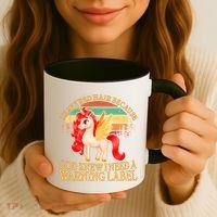 Retro Unicorn I Have Red Hair Warning Label Coffee Mug thumb 3