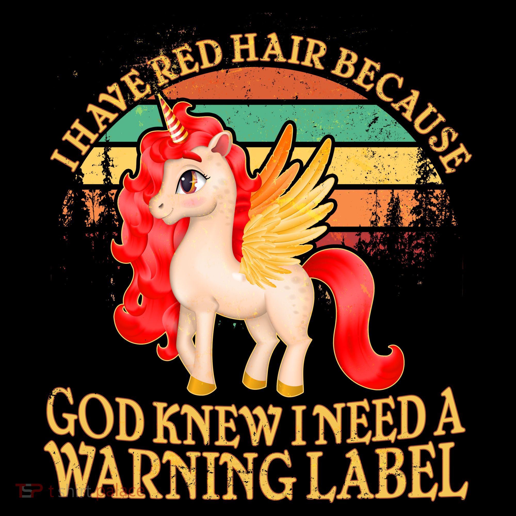 Retro Unicorn I Have Red Hair Warning Label Coffee Mug