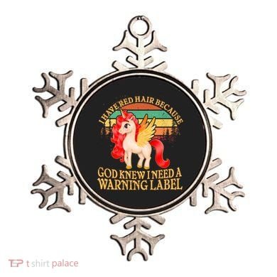 Retro Unicorn I Have Red Hair Warning Label Ornament