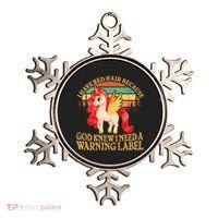 Retro Unicorn I Have Red Hair Warning Label Ornament thumb 0