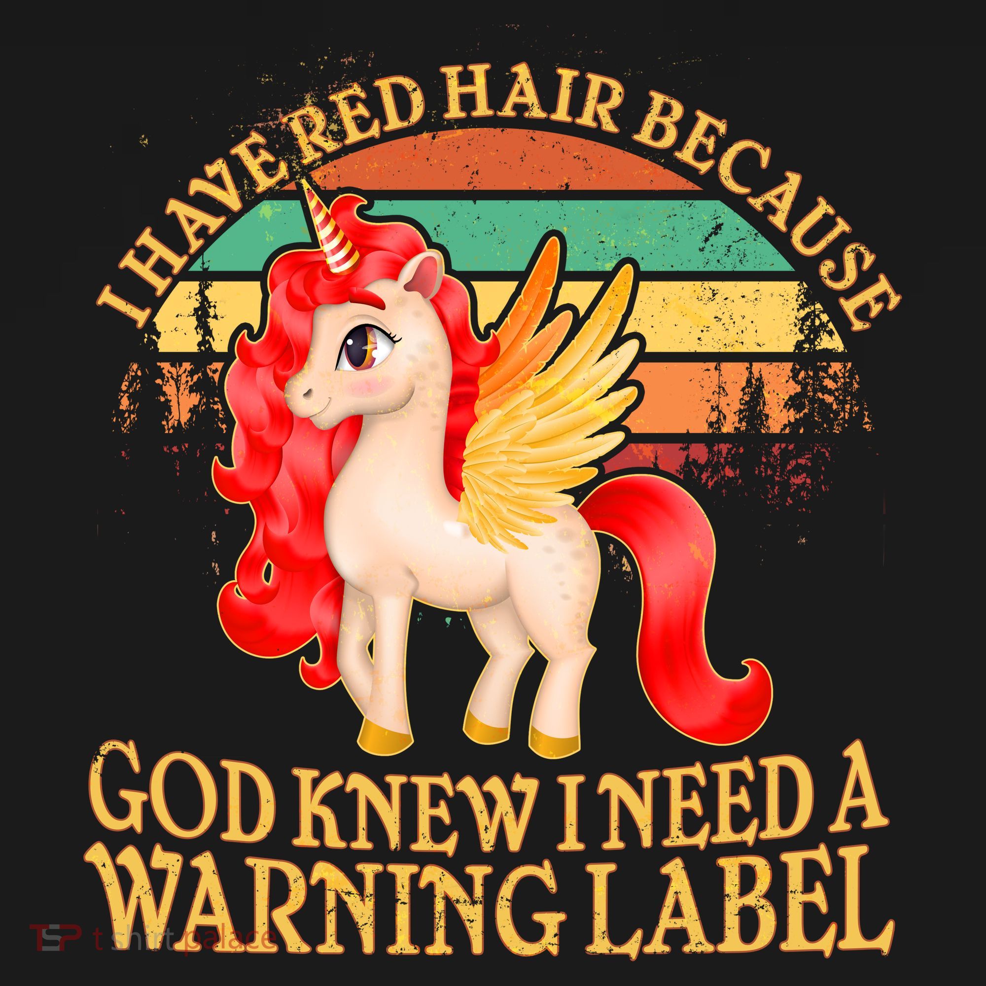 Retro Unicorn I Have Red Hair Warning Label Ornament