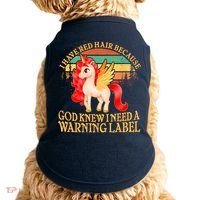 Retro Unicorn I Have Red Hair Warning Label Doggie Tank thumb 0