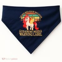 Retro Unicorn I Have Red Hair Warning Label USA-Made Doggie Bandana thumb 0