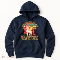Retro Unicorn I Have Red Hair Warning Label Hoodie thumb 0