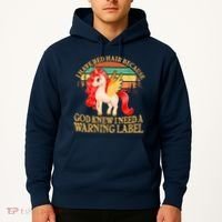 Retro Unicorn I Have Red Hair Warning Label Hoodie thumb 2