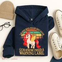 Retro Unicorn I Have Red Hair Warning Label Hoodie thumb 4