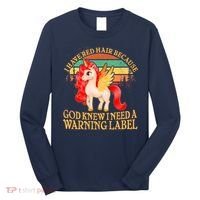 Retro Unicorn I Have Red Hair Warning Label Long Sleeve Shirt thumb 0