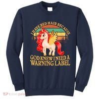 Retro Unicorn I Have Red Hair Warning Label Sweatshirt thumb 0