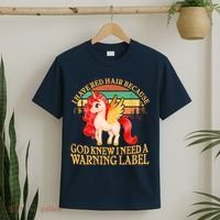 Retro Unicorn I Have Red Hair Warning Label T-Shirt thumb 2