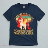 Retro Unicorn I Have Red Hair Warning Label T-Shirt thumb 5