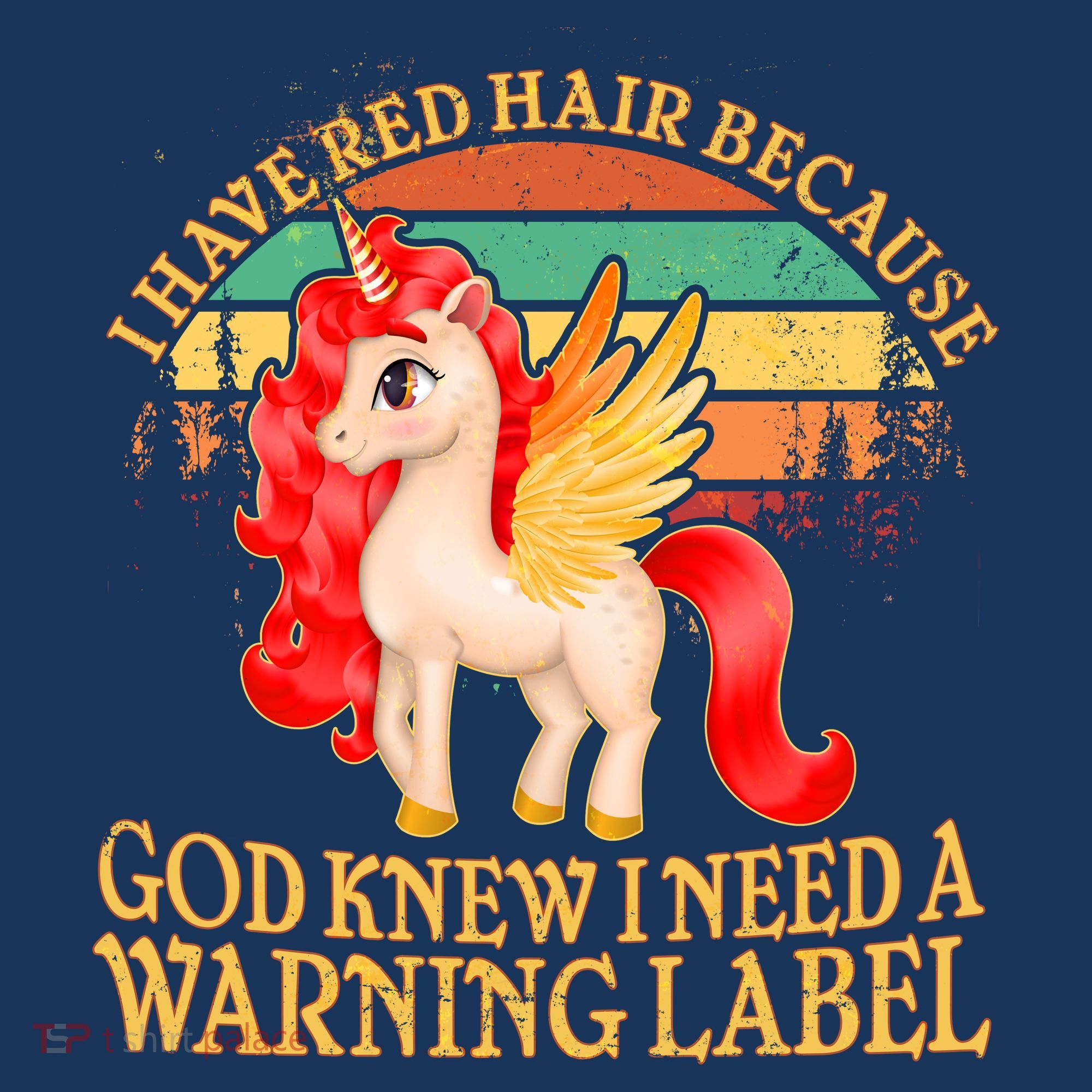 Retro Unicorn I Have Red Hair Warning Label Button