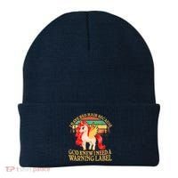 Retro Unicorn I Have Red Hair Warning Label Beanie thumb 0