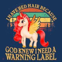 Retro Unicorn I Have Red Hair Warning Label Coaster thumb 2