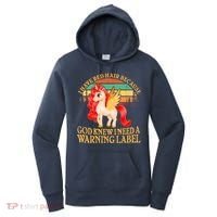 Retro Unicorn I Have Red Hair Warning Label Women's Hoodie thumb 0