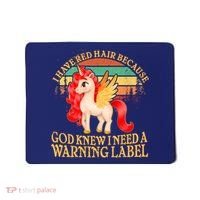 Retro Unicorn I Have Red Hair Warning Label Mousepad thumb 0