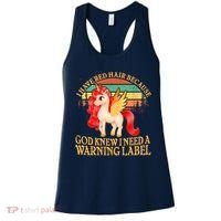 Retro Unicorn I Have Red Hair Warning Label Women's Tank Top thumb 0