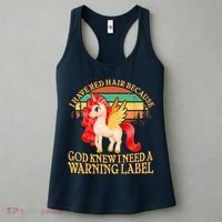 Retro Unicorn I Have Red Hair Warning Label Women's Tank Top thumb 3