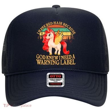 Retro Unicorn I Have Red Hair Warning Label Hat