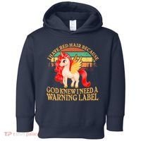 Retro Unicorn I Have Red Hair Warning Label Toddler Hoodie thumb 0