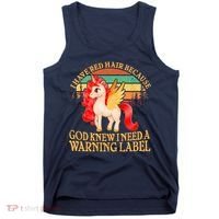 Retro Unicorn I Have Red Hair Warning Label Tank Top thumb 0