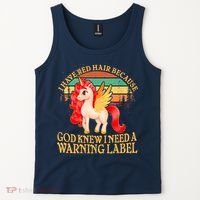 Retro Unicorn I Have Red Hair Warning Label Tank Top thumb 2