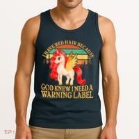 Retro Unicorn I Have Red Hair Warning Label Tank Top thumb 3
