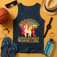 Retro Unicorn I Have Red Hair Warning Label Tank Top thumb 4
