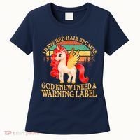 Retro Unicorn I Have Red Hair Warning Label Women's T-Shirt thumb 0