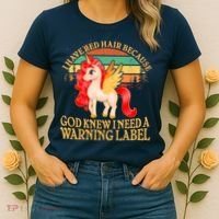 Retro Unicorn I Have Red Hair Warning Label Women's T-Shirt thumb 2