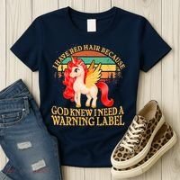 Retro Unicorn I Have Red Hair Warning Label Women's T-Shirt thumb 3