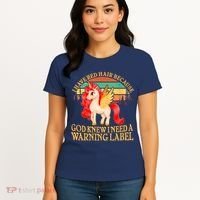 Retro Unicorn I Have Red Hair Warning Label Women's T-Shirt thumb 4