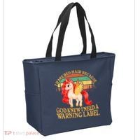 Retro Unicorn I Have Red Hair Warning Label Tote Bag thumb 2