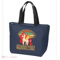 Retro Unicorn I Have Red Hair Warning Label Tote Bag thumb 3