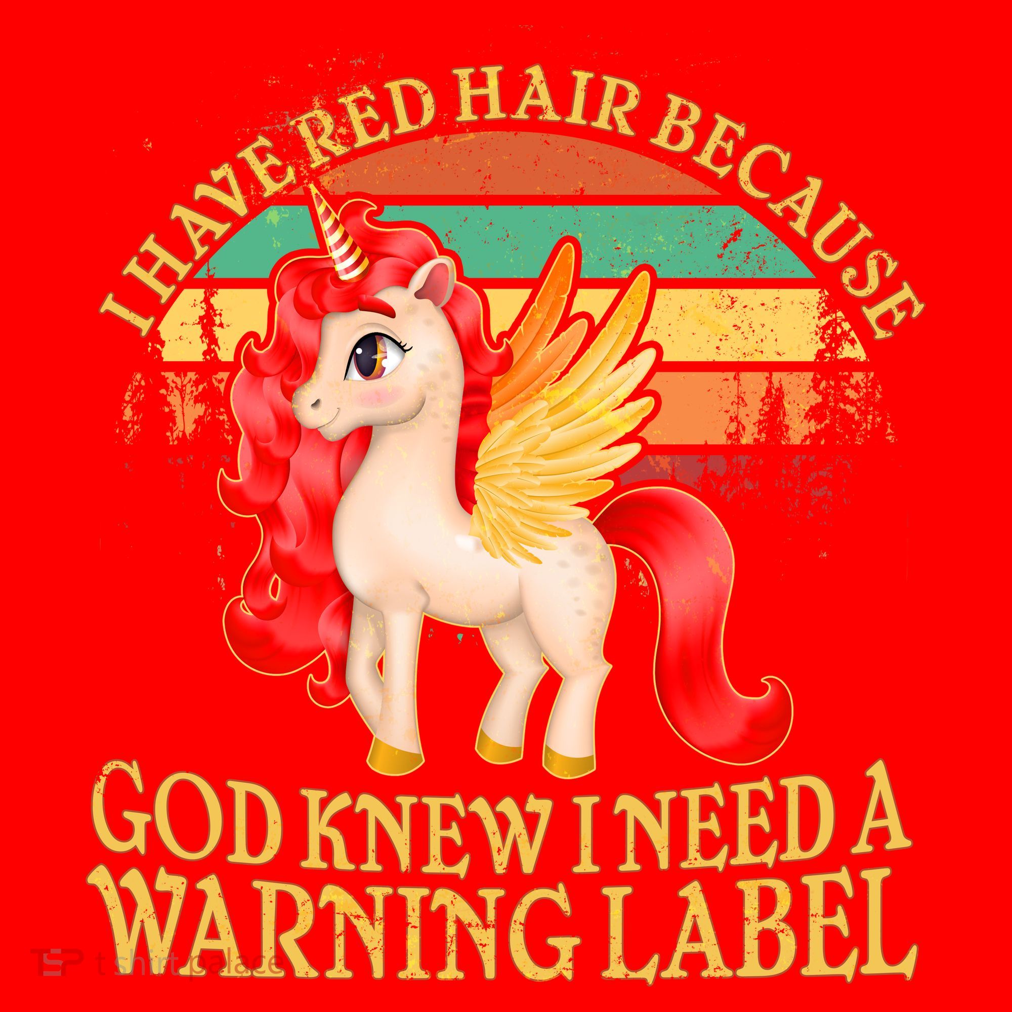 Retro Unicorn I Have Red Hair Warning Label Santa Hat