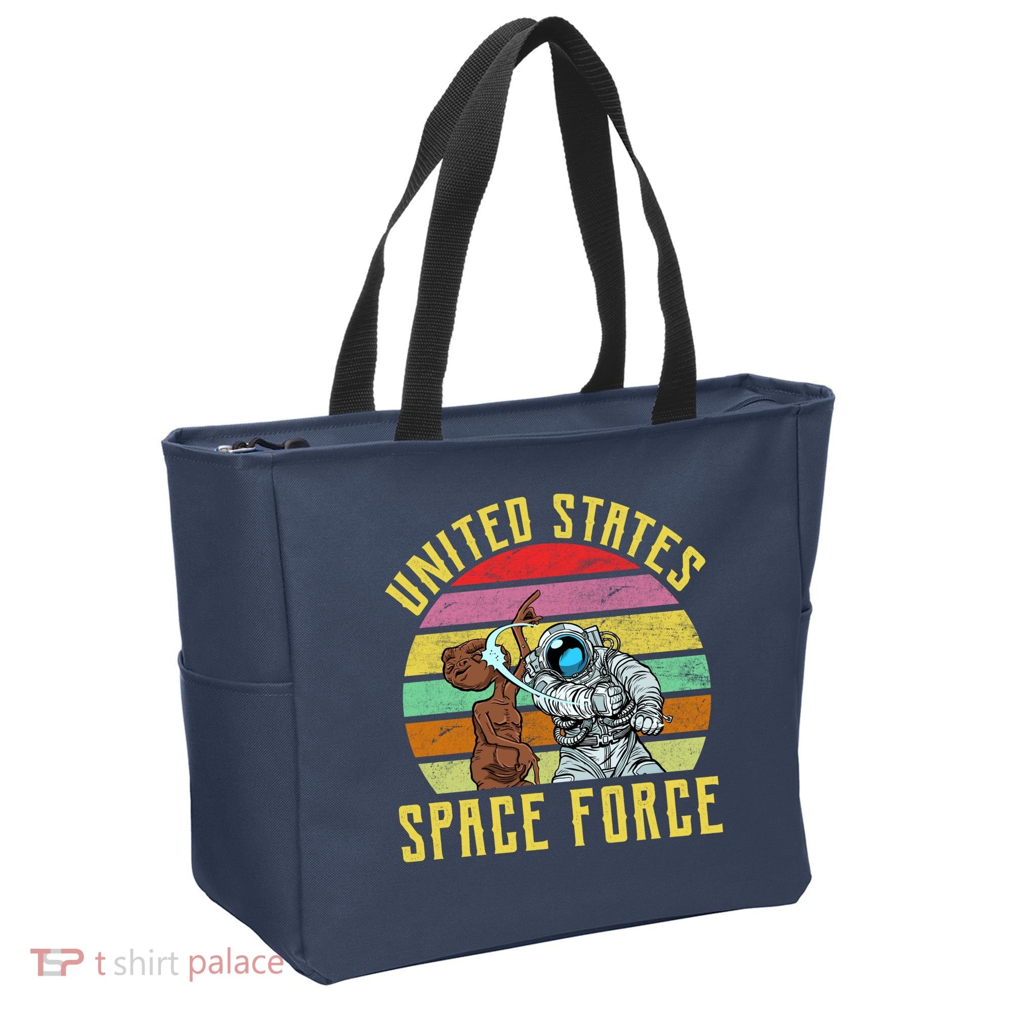Retro United States Space Force Alien Tote Bag