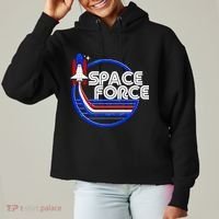 Retro USA American Space Force Emblem Ladies Heavyweight Boxy Pullover Hoodie thumb 0