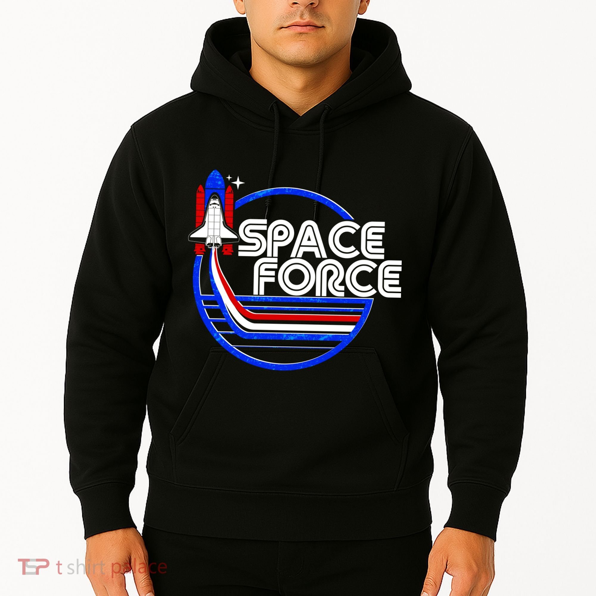 Retro USA American Space Force Emblem Hoodie