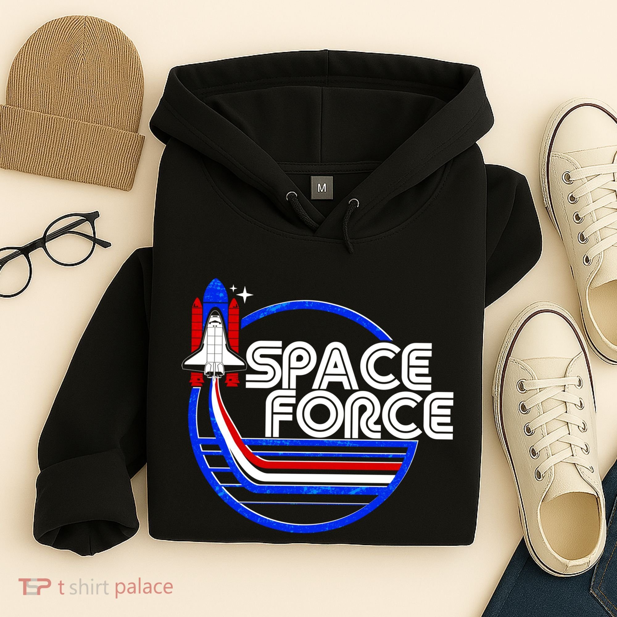 Retro USA American Space Force Emblem Hoodie