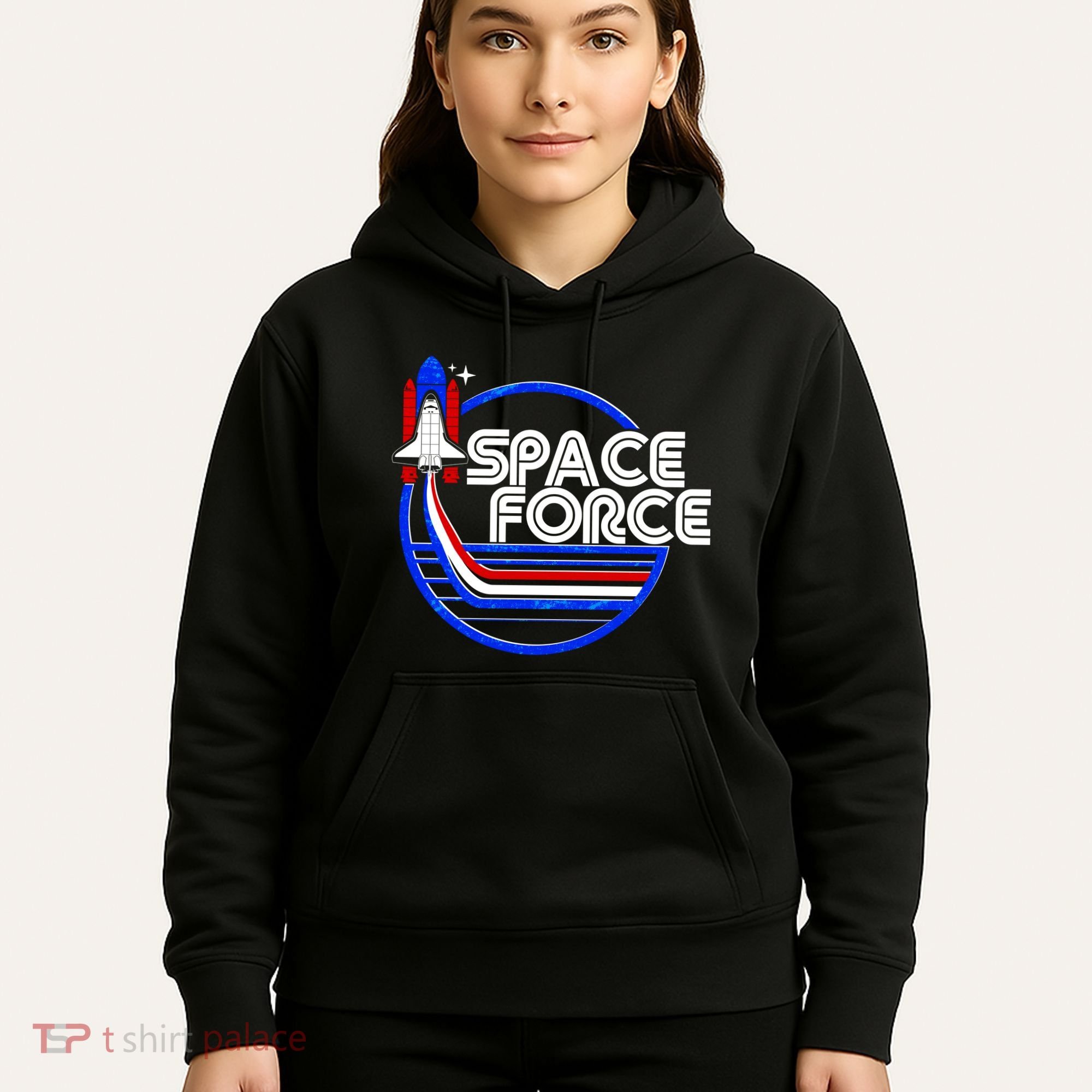 Retro USA American Space Force Emblem Hoodie