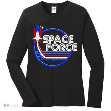 Retro USA American Space Force Emblem Women's Long Sleeve Shirt