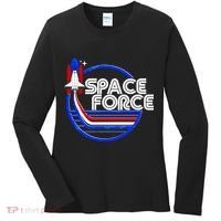 Retro USA American Space Force Emblem Women's Long Sleeve Shirt thumb 0