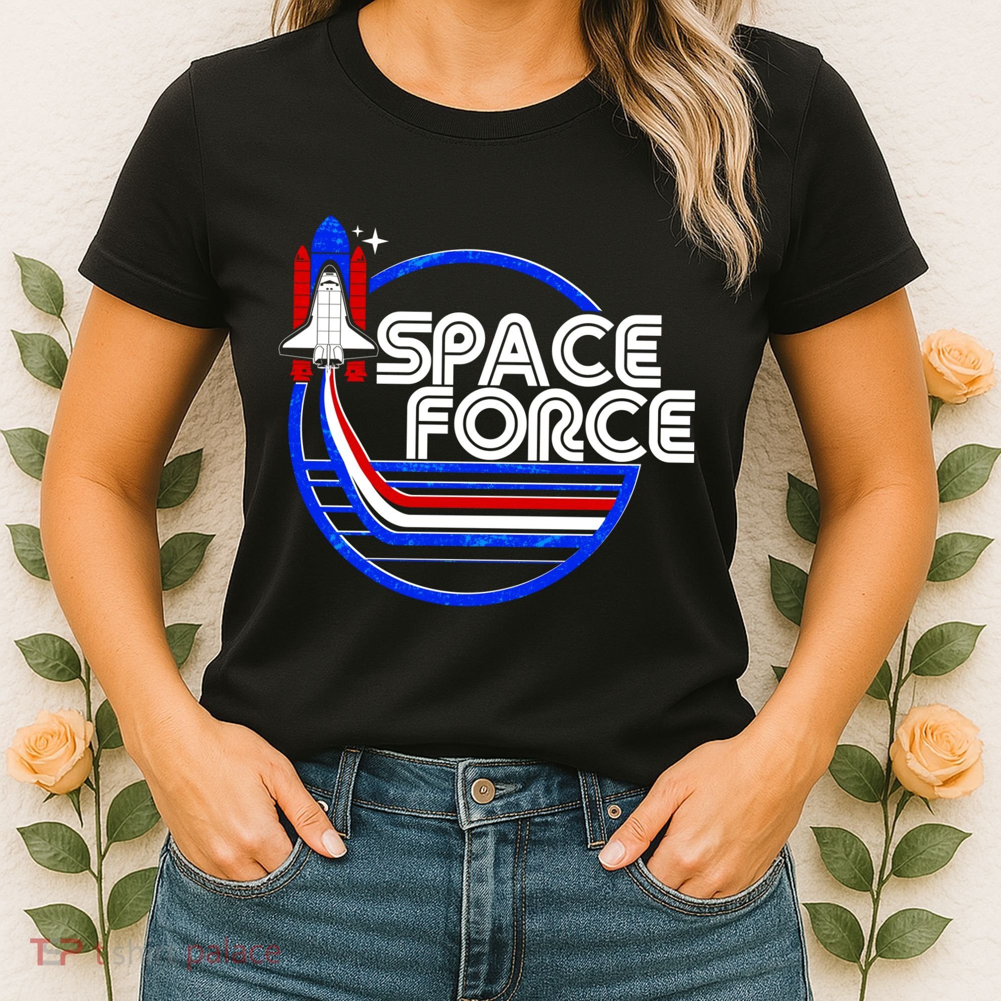 Retro USA American Space Force Emblem Women's T-Shirt