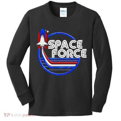 Retro USA American Space Force Emblem Kids Long Sleeve Shirt