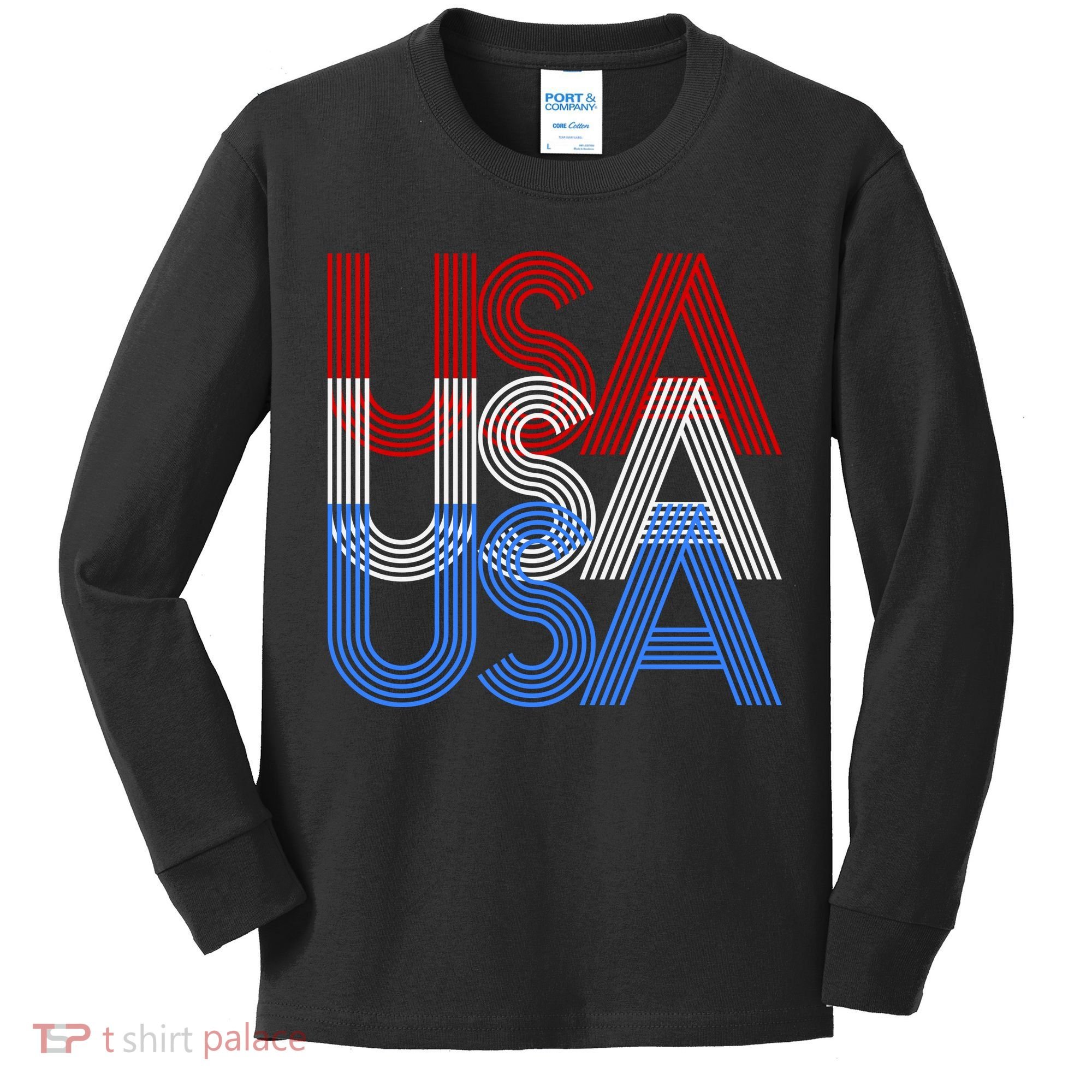 Retro USA Logo Kids Long Sleeve Shirt