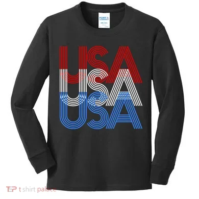 Retro USA Logo Kids Long Sleeve Shirt