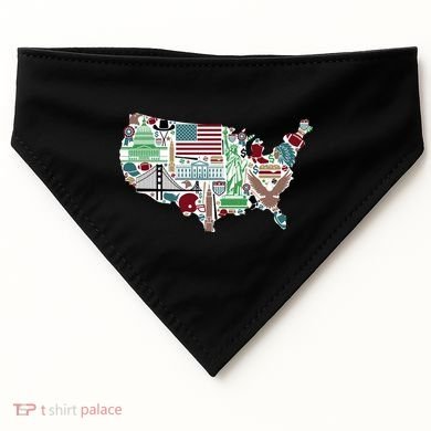 Retro USA State Map of America USA-Made Doggie Bandana
