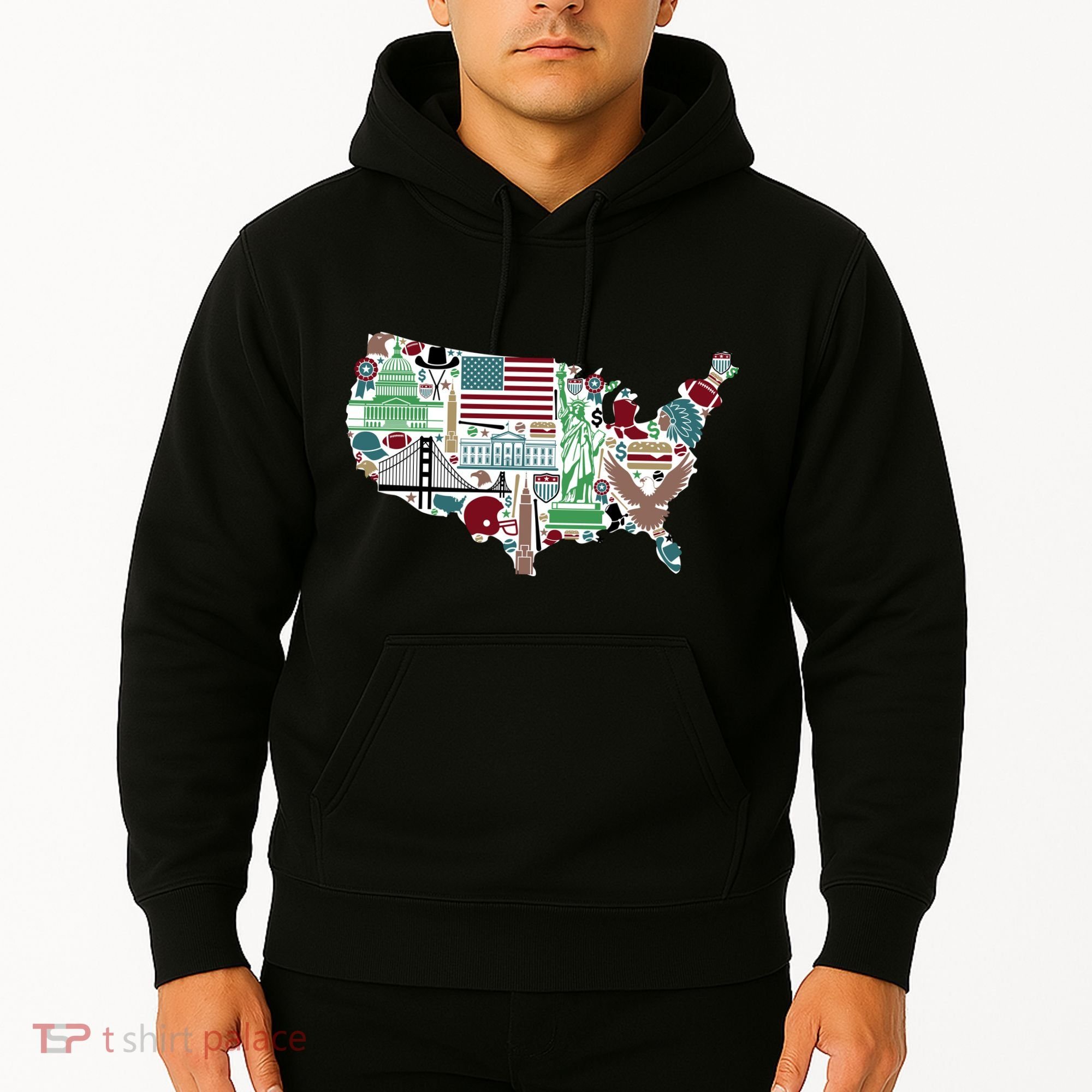 Retro USA State Map of America Hoodie