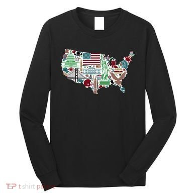 Retro USA State Map of America Long Sleeve Shirt