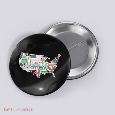 Retro USA State Map of America Button