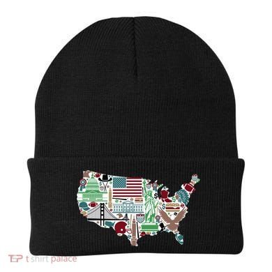 Retro USA State Map of America Beanie